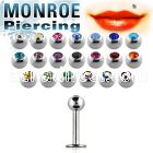 lbcmn 316l steel monroe piercing with 3mm bezel jewel ball