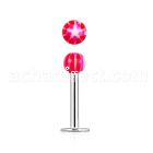 lbdxz steel labret w a 3mm ball w a red white star pattern