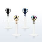 lbitca bio flexible labret with 3mm anodized multi jewel ball