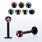lbkca anodized 316l steel labret with 3mm multi crystal ball