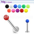 lbsab3 316l steel labret with 3mm color acrylic ball