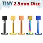 lbtdi25 anodized 316l steel labret with a 2 5mm dice