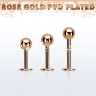 lbttb4s rose gold steel labret with a 4mm ball
