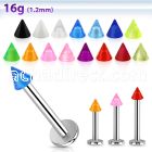 lbuvcn3 16g 316l steel labret with 3mm acrylic uv cone