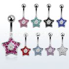 mcd356 316l steel belly banana with 2 color crystal star