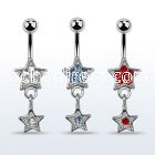 mcd367 316l steel belly banana w crystal star dangling star