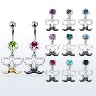 mcd507 316l steel belly banana w a dangling mustache w glasses