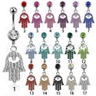 mcd668 belly banana w a dangling crystal studded hamsa design