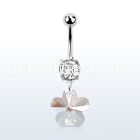 mcd719 steel belly banana w a dangling flower shaped crystal