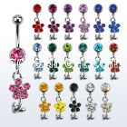 mcdfl15 316l steel belly banana with jewel ball crystal flower