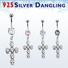 mcdvd11 belly banana w dangling silver cross formed by skull