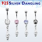 mcdvd17 steel belly banana w round cz silver musical note