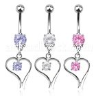 mcdz12 316l steel belly banana w prong cz heart w round cz