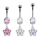 mcdz293 316l steel belly banana with round prong cz cz flower