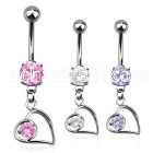 mcdz66 316l steel belly banana w 8mm prong cz lying heart