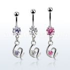 mcdz731 steel belly banana dangling fancy heart w a single cz 