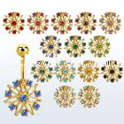 mdk700 anodized 316l steel belly banana w big crystal flower