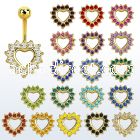 mdk708 anodized 316l steel belly banana w a big crystal heart