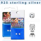 mgcz3 pair of silver magnetic earring studs with 3mm clear cz
