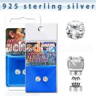 mgcz5 pair of silver magnetic earring studs with 5mm clear cz