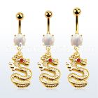 mgo721 gold steel belly banana w opal  dragon w crystal eyes