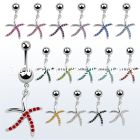 msd643 316l steel belly banana w plain ball crystal star fish