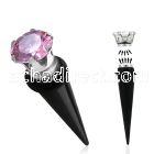 mvtpz6 black acrylic magnetic fake taper w o rings prong cz