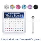 nb14mxsw 925 silver nose bones assorted swarovski crystal