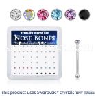 nb6mxsw 925 silver nose bones assorted swarovski crystal