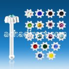 nbac3 clear acrylic nose bone with star top center crystal