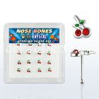 nbch16 box of silver nose bones w 1 4mm crystal cherries