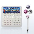 nbczbxm box of silver nose bones with 2mm color prong cz