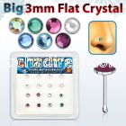 nbfb16m box of silver nose bones with assorted color crystals