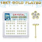 nbflbxcg 18k gold plated silver nose bones clear flower
