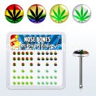nblgx1 box of silver nose bones with assorted marijuana logo