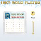 nbmx5rg silver nose bones w 18k gold plating 1mm flat tops