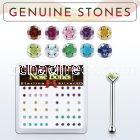 nbpbxge box w silver nose studs w mixed 2mm genuine gem stones