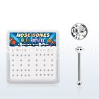 nbrdbxc box of silver nose bones with clear crystal tops