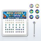 nbrdxabm box of silver nose bones with round ab assorted crystals