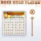 nbxrsb2 box w rose gold plated silver nose bones w 2mm ball top