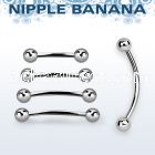 npbnb5 surgical steel nipple banana w two 5mm balls