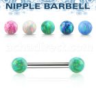 npop5 316l steel nipple barbell w 5mm synthetic opal balls