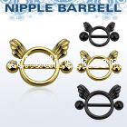 npt3 black or gold plated round nipple shield w 2 small wings