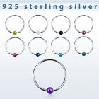 ns06kb silver nose hoop with black plated ball diameter 10mm