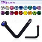 nsack1 black acrylic nose stud with a 1mm round crystal top