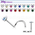 nschtc polished 316l steel nose screw with heart top w crystal