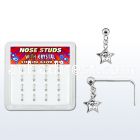nsds16c box w silver nose studs, w a dangling star w crystals