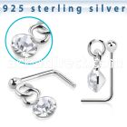 nsdvm1 925 sterling silver nose stud ball dangling crystal