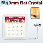 nsfb16c box of silver nose studs with 3mm round clear crystals