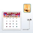nsfbs16m box w 16 silver nose stud w round extra flat 2.5 crystal